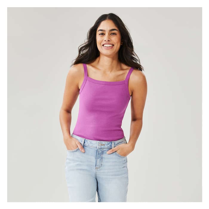 Aux Femmes Cami côtelée en coton - Violet Vif